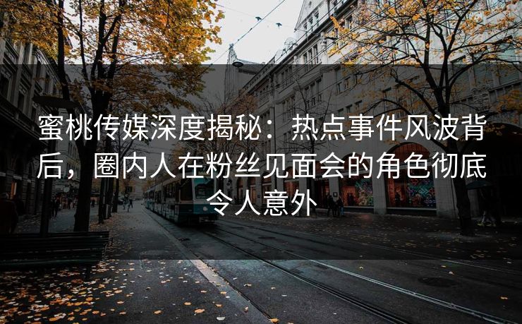 蜜桃传媒深度揭秘：热点事件风波背后，圈内人在粉丝见面会的角色彻底令人意外
